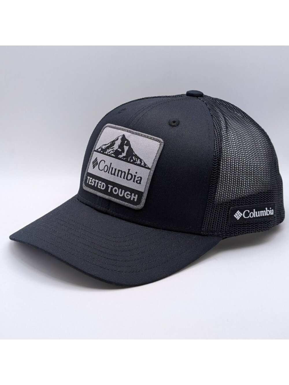 Columbia Tested Tough Trucker Hat Black Mesh Snapback Cap Unisex Hiking Outdoors